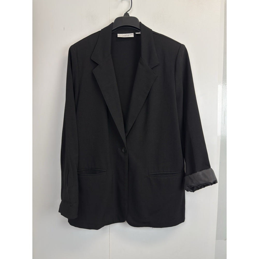 Sag Harbor Women's Blazer Jacket‎ Size 10 Black Pockets One Button